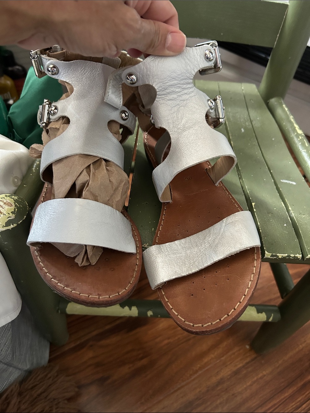 Geox Women's Silver Leather Strappy Sandals